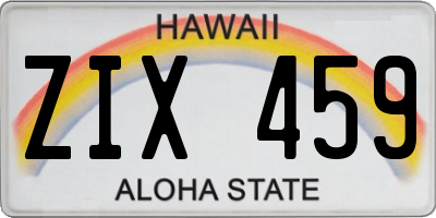 HI license plate ZIX459