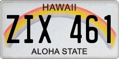 HI license plate ZIX461