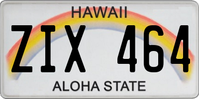 HI license plate ZIX464