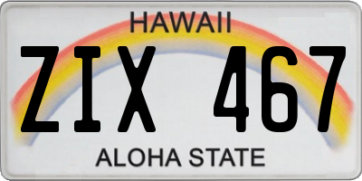 HI license plate ZIX467