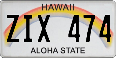 HI license plate ZIX474