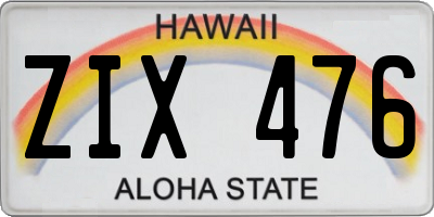 HI license plate ZIX476