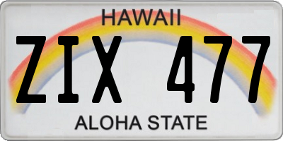 HI license plate ZIX477