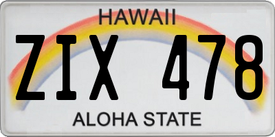 HI license plate ZIX478