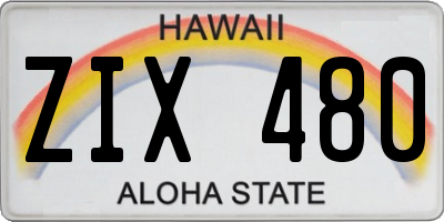 HI license plate ZIX480
