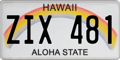 HI license plate ZIX481