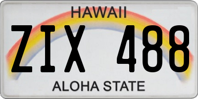 HI license plate ZIX488