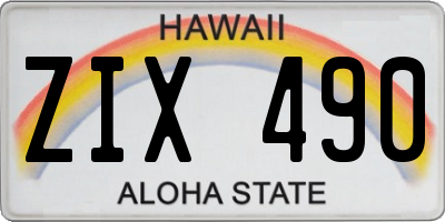 HI license plate ZIX490