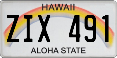 HI license plate ZIX491