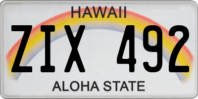 HI license plate ZIX492
