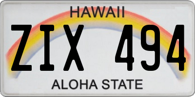 HI license plate ZIX494