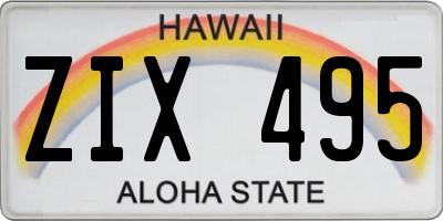 HI license plate ZIX495