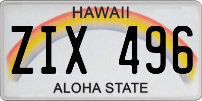 HI license plate ZIX496