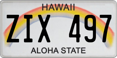 HI license plate ZIX497