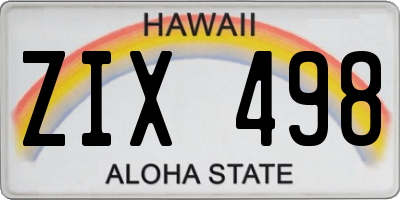 HI license plate ZIX498