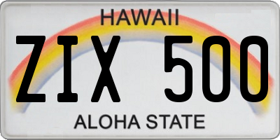 HI license plate ZIX500