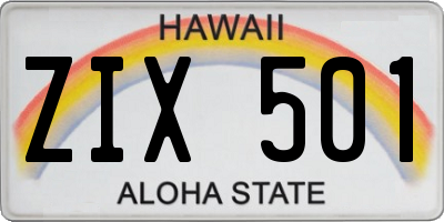 HI license plate ZIX501