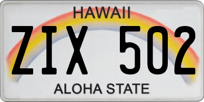 HI license plate ZIX502