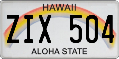 HI license plate ZIX504