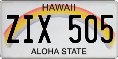 HI license plate ZIX505
