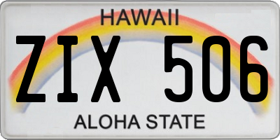 HI license plate ZIX506