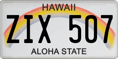 HI license plate ZIX507