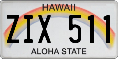 HI license plate ZIX511