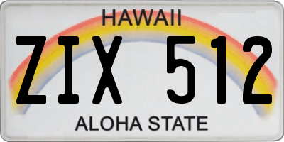 HI license plate ZIX512