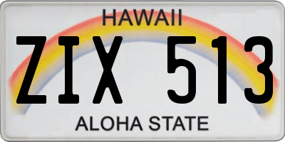HI license plate ZIX513