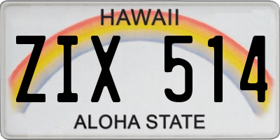 HI license plate ZIX514