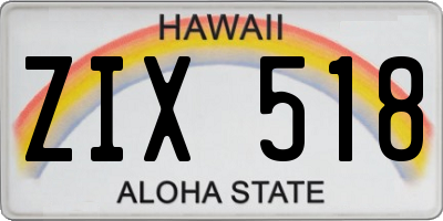 HI license plate ZIX518