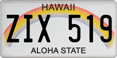 HI license plate ZIX519