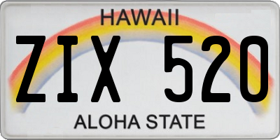 HI license plate ZIX520