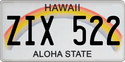 HI license plate ZIX522
