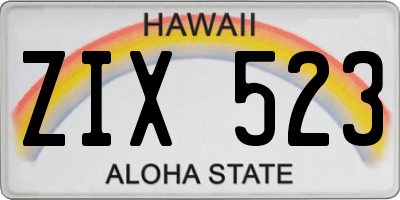 HI license plate ZIX523