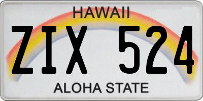 HI license plate ZIX524