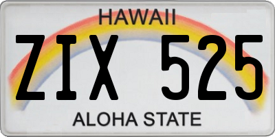 HI license plate ZIX525