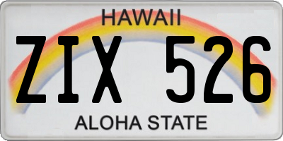 HI license plate ZIX526