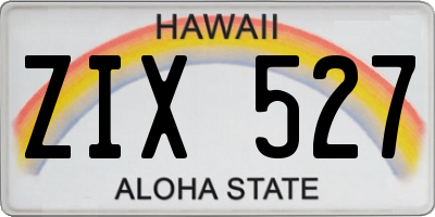 HI license plate ZIX527