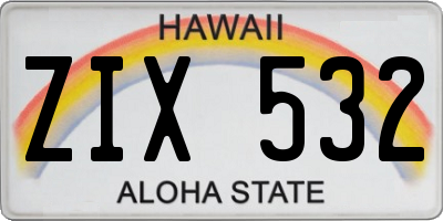 HI license plate ZIX532