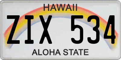 HI license plate ZIX534