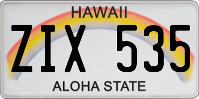HI license plate ZIX535