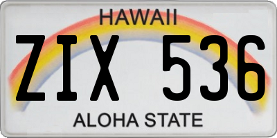 HI license plate ZIX536