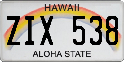 HI license plate ZIX538
