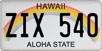 HI license plate ZIX540