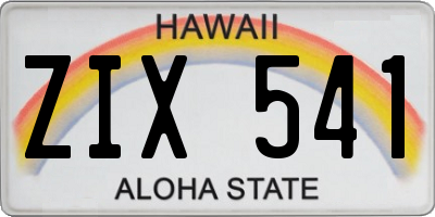 HI license plate ZIX541