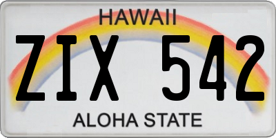 HI license plate ZIX542