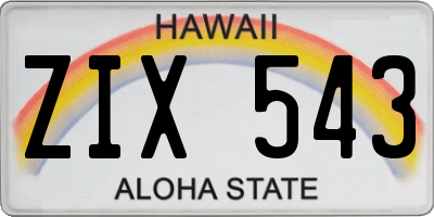HI license plate ZIX543