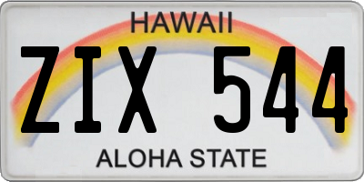 HI license plate ZIX544