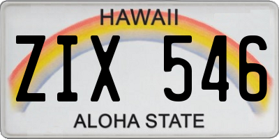 HI license plate ZIX546